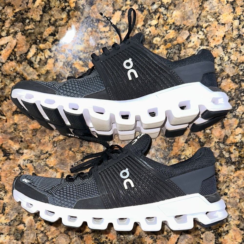 On Running Black and White Athletic Shoes